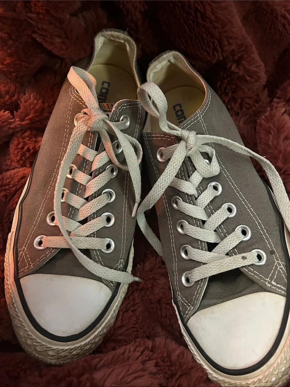 Converse Gray Canvas Low Top Sneakers with White Toecaps - Picture 2 of 10